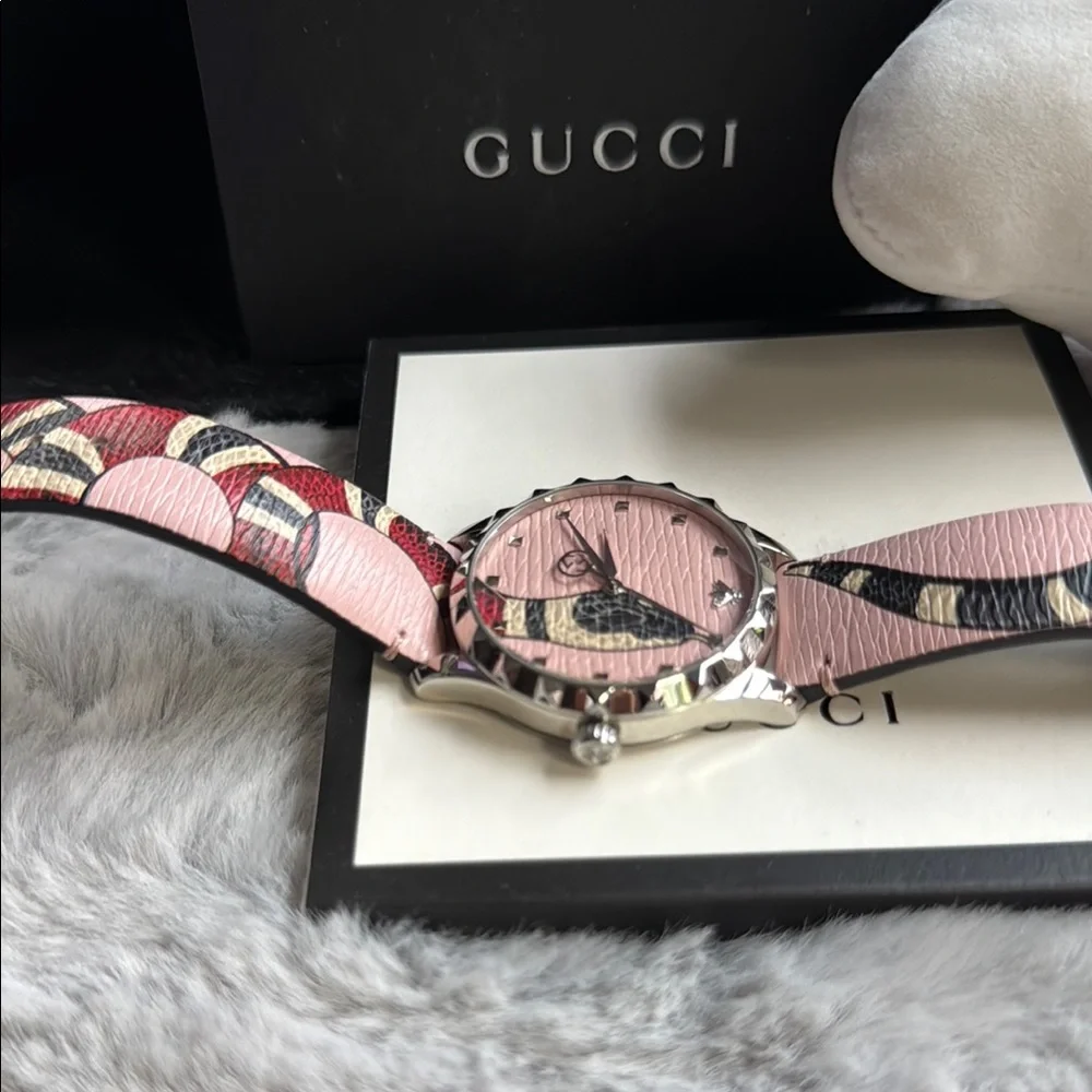 Gucci Pink and Black Luxury Watch